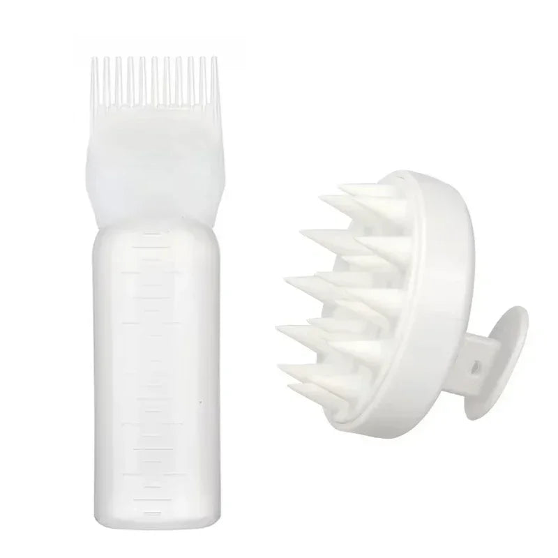 Refillable Hair Dye Applicator Comb - Pump-Action Scalp Massage Brush, 180ml