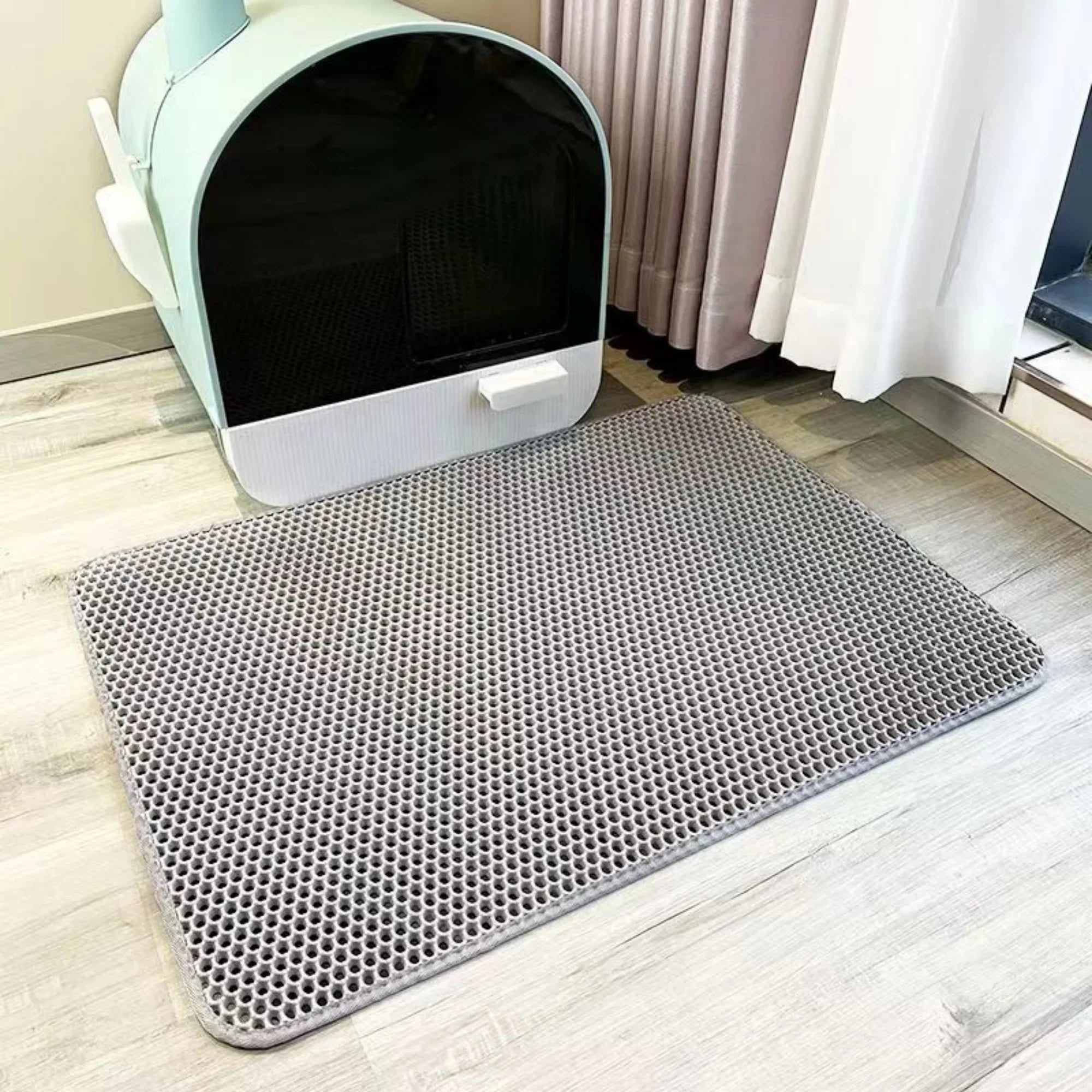 Cat Litter Mat, Double Layer Honeycomb Trapping Pad, Waterproof Non-Slip EVA Foam Litter Catcher for Cats and Dogs