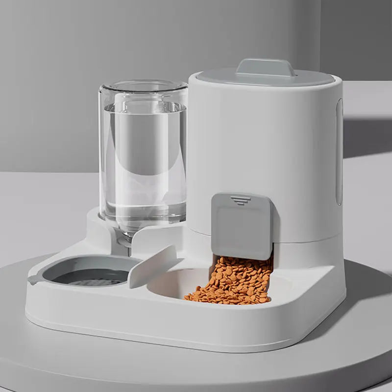 Automatic Gravity Cat Feeder with Water Dispenser, No Power Needed Pet Food and Water Station for Cats, 50g-200g Capacity