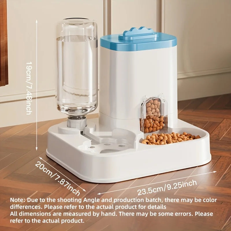 Automatic Gravity Cat Feeder with Water Dispenser, No Power Needed Pet Food and Water Station for Cats, 50g-200g Capacity