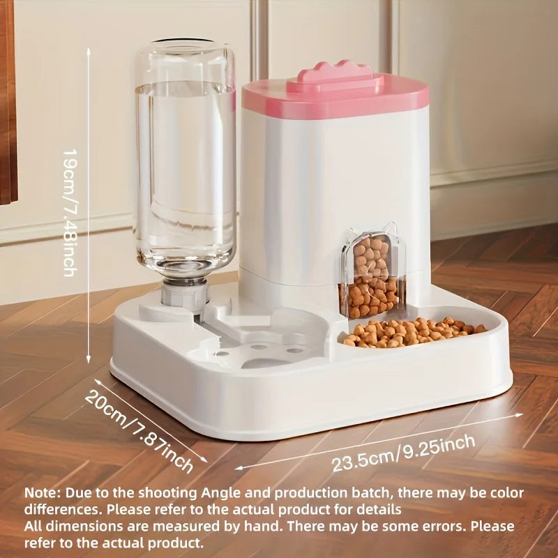 Automatic Gravity Cat Feeder with Water Dispenser, No Power Needed Pet Food and Water Station for Cats, 50g-200g Capacity