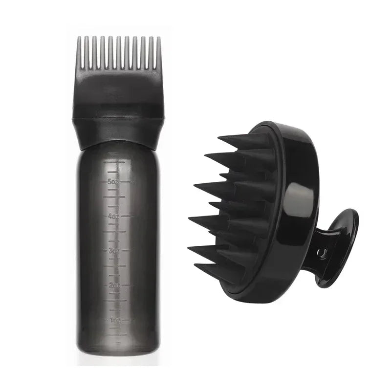Refillable Hair Dye Applicator Comb - Pump-Action Scalp Massage Brush, 180ml