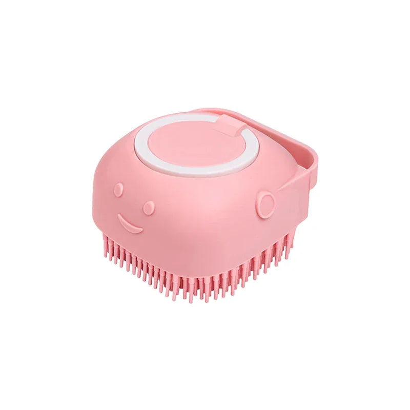 Silicone Pet Bath &amp; Massage Brush with Shampoo Dispenser