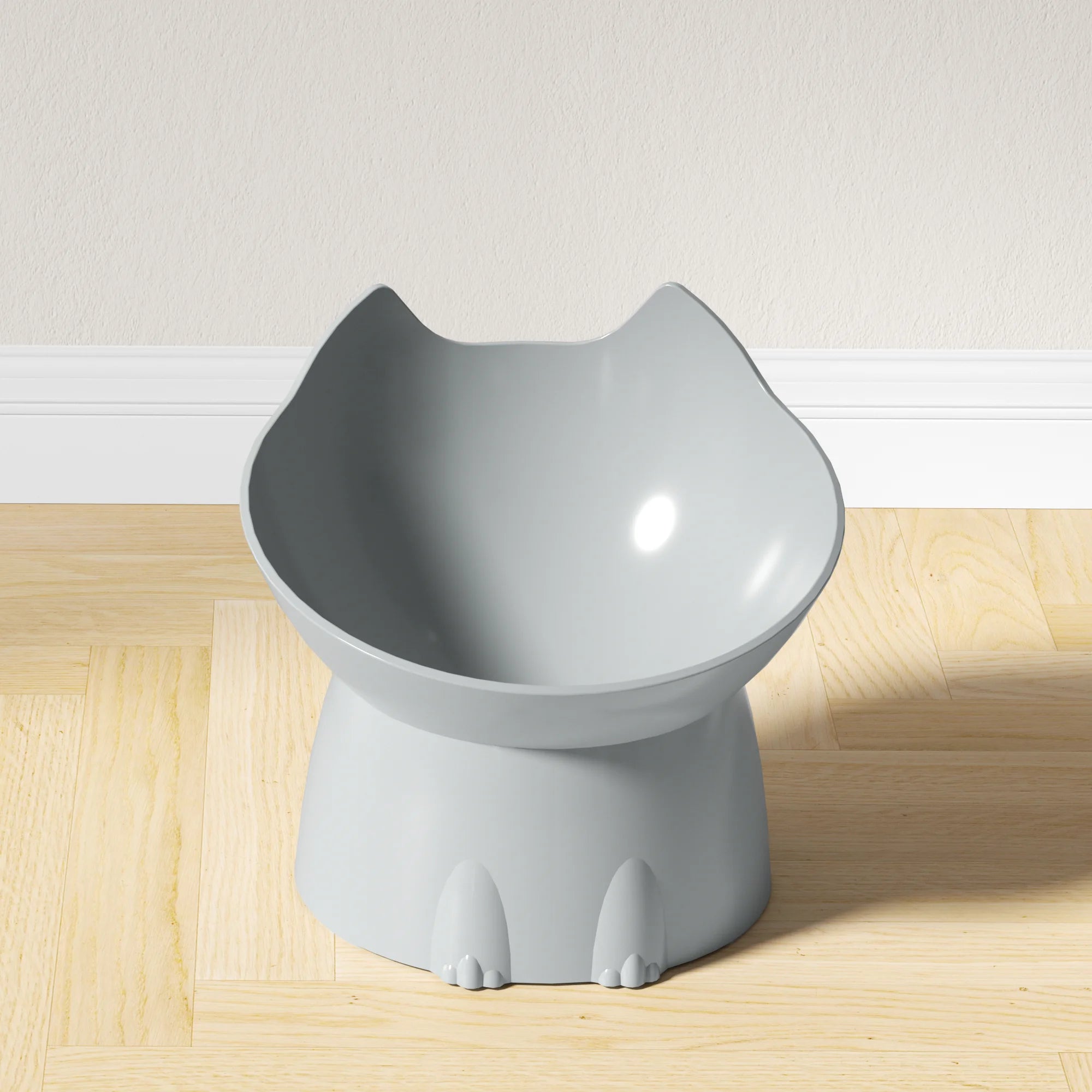 Elevated Cat Bowl, Anti-Tip Raised Pet Feeding Dish with Tilted Edge, Neck and Spine Protection Kitty Food Bowl, Plastic