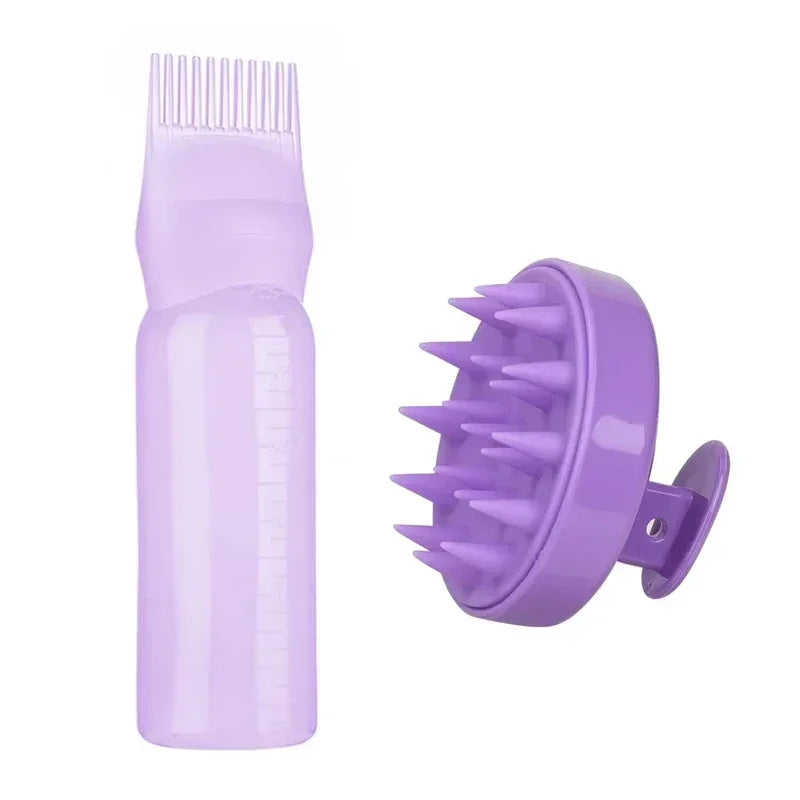 Refillable Hair Dye Applicator Comb - Pump-Action Scalp Massage Brush, 180ml