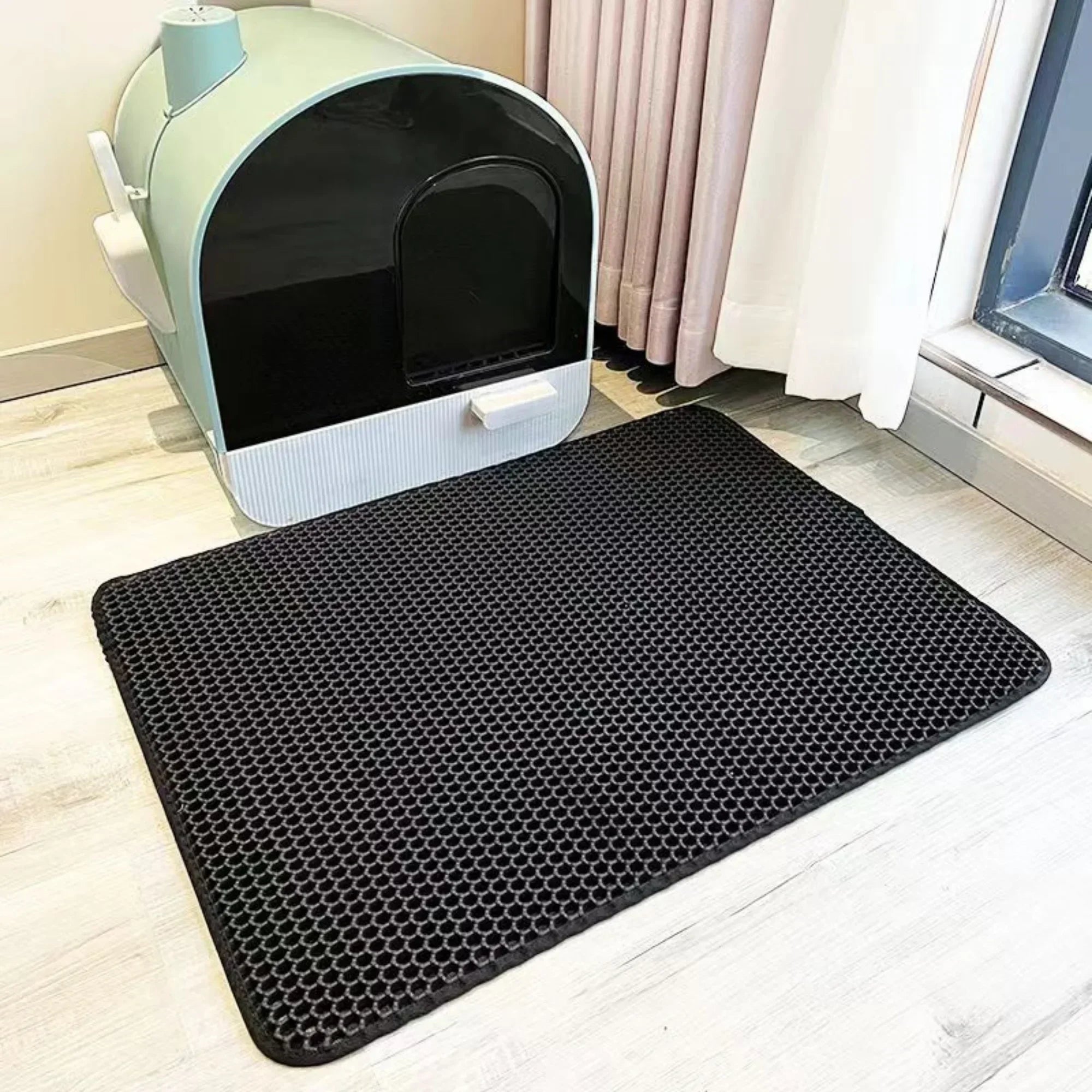 Cat Litter Mat, Double Layer Honeycomb Trapping Pad, Waterproof Non-Slip EVA Foam Litter Catcher for Cats and Dogs